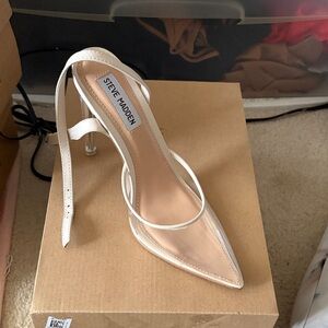 Steve Madden White Clear Pointed Slingback Heel